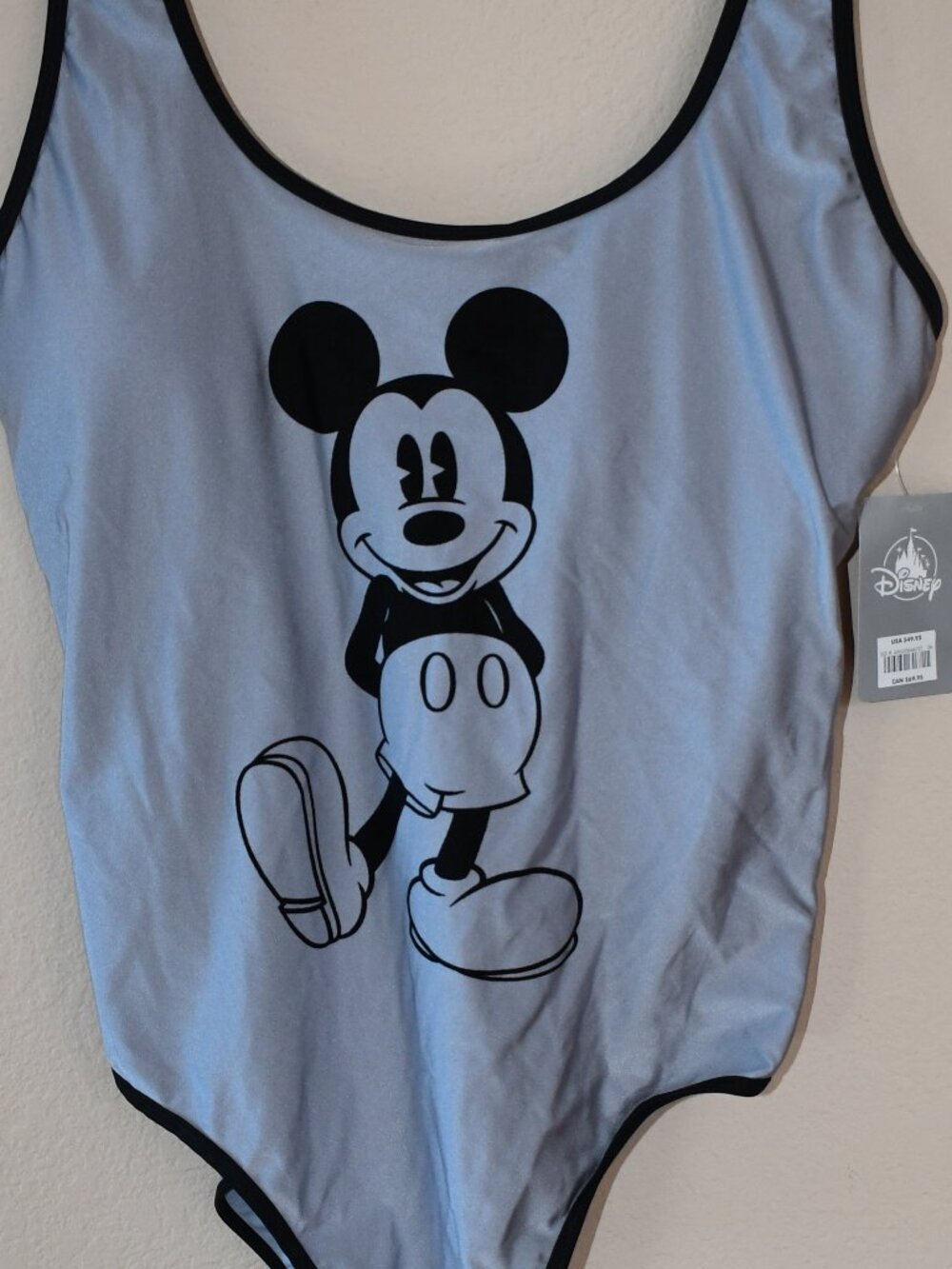 Disney Bathing Suit Women's XL One Piece Gray Metallic Mickey Mouse Monochrome - Picture 2 of 5